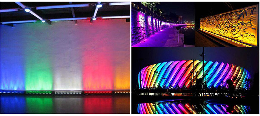 18 point-controlled LED wall wash light renderings 18 точко-контролируемых светодиодных стен.