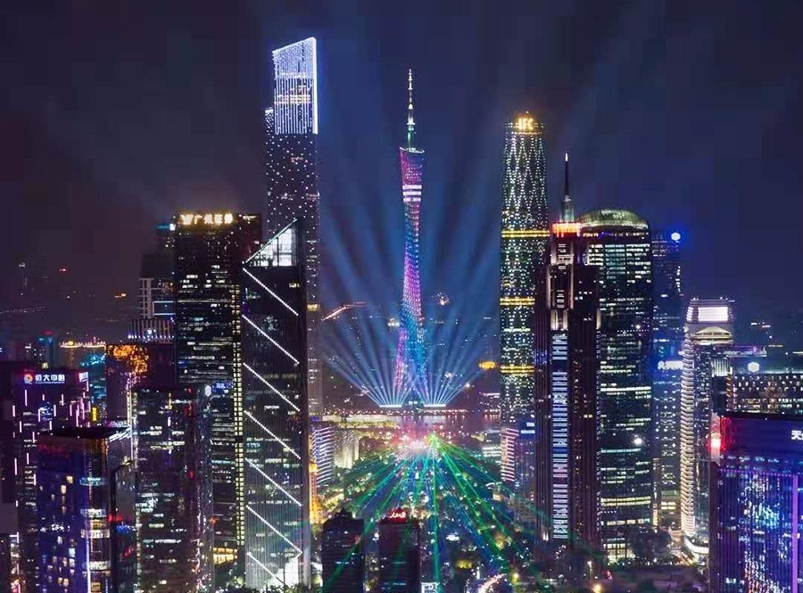 Guangzhou Tower Light Show Гуанчжоу башня света шоу (2)