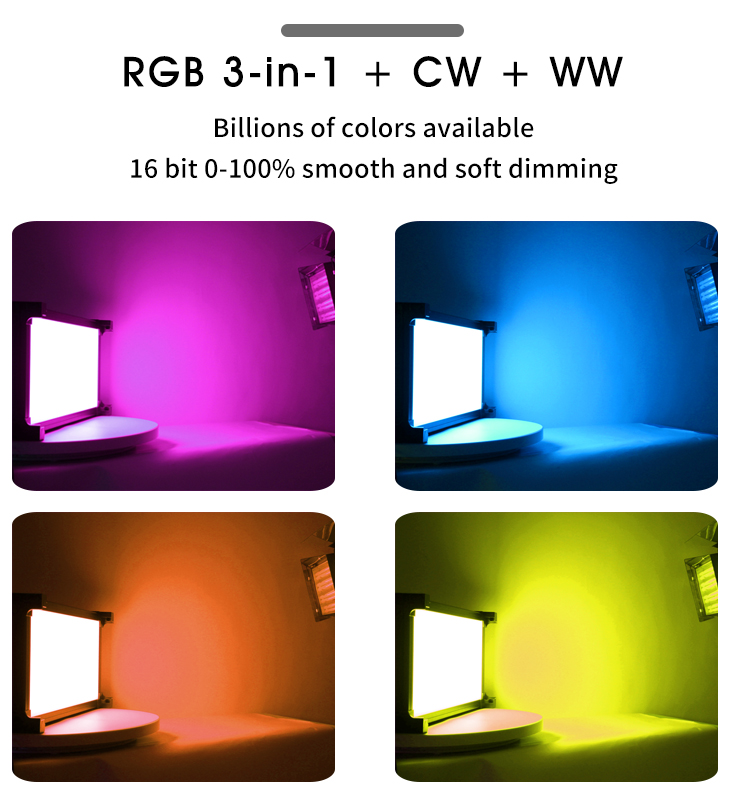 Colorful Video Taking RGB and Bicolor LED Video Panel Light